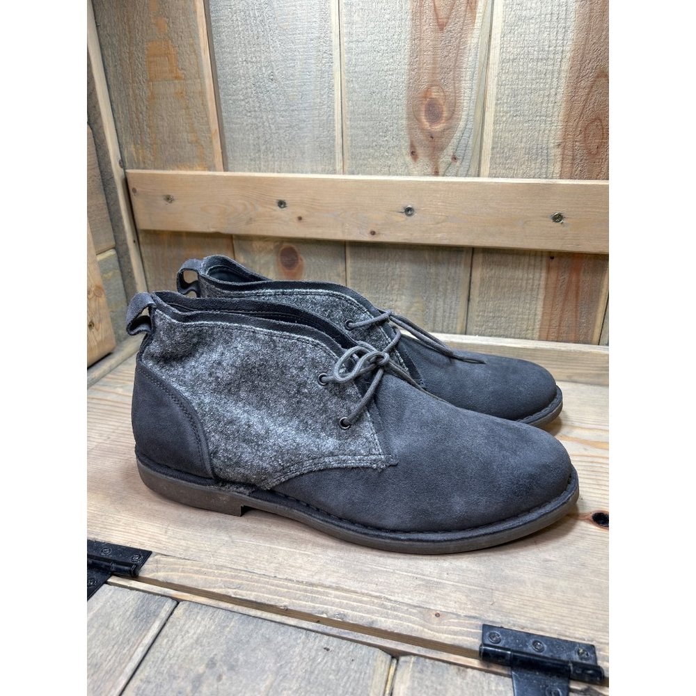 US12 Andrew Marc New York NYSTANS 0410 Mens Gray Suede Leather Boots